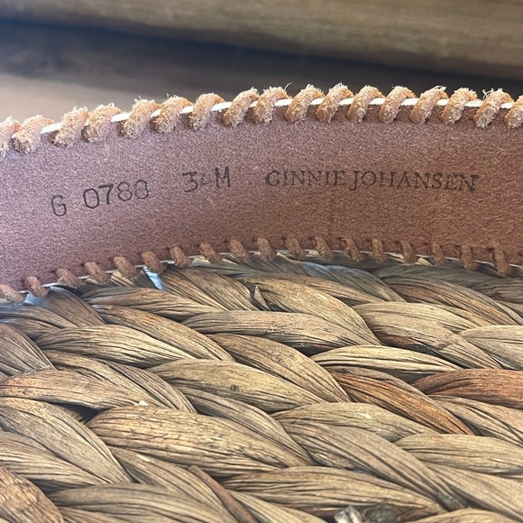 Ginnie Johnsen White Leather Braided Belt, Silver Western Buckle, EUC - Picture 4 of 4